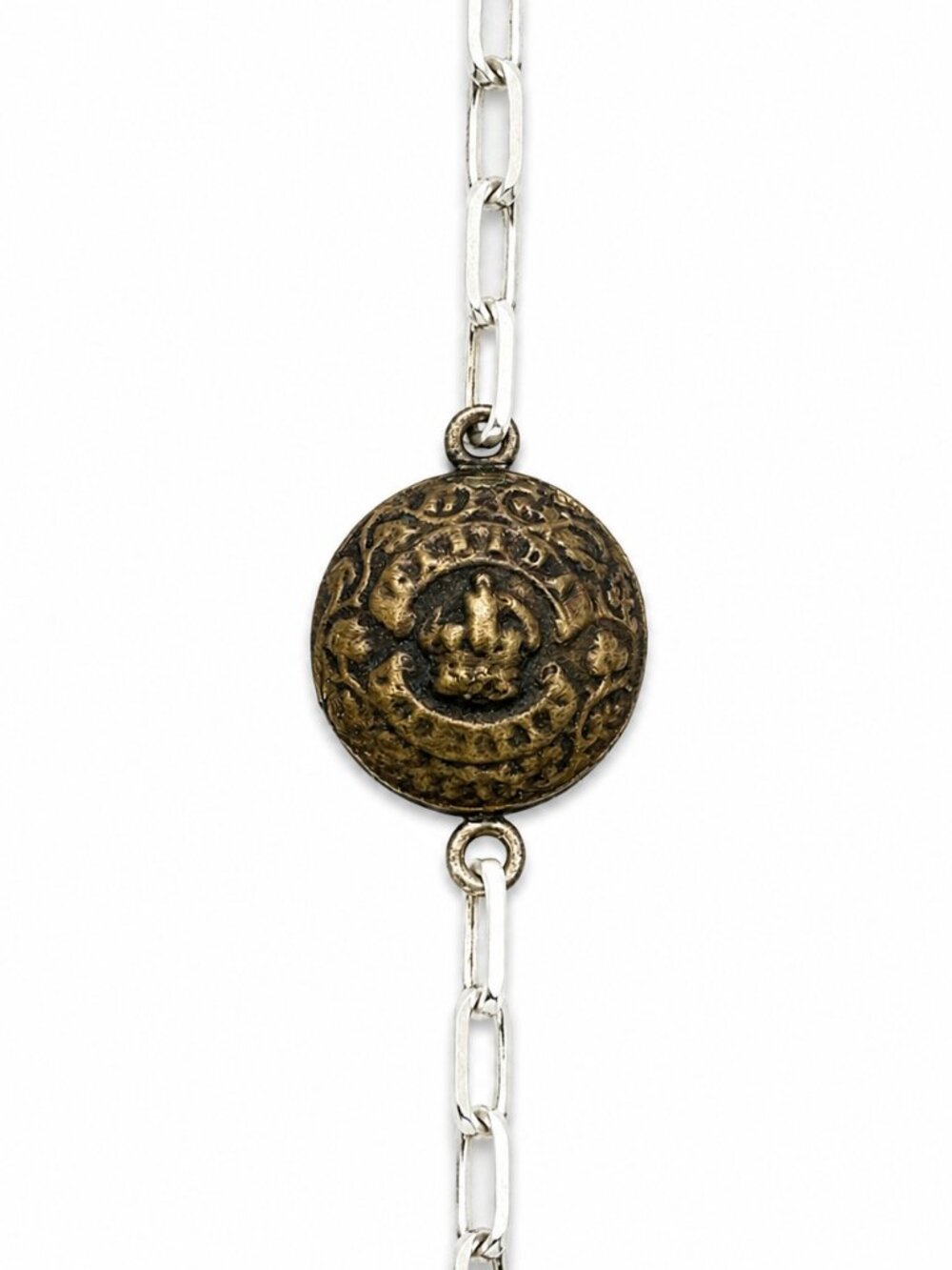 Vintage Canadian Crown Button Sterling Silver Bracelet